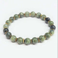 Jadeite Jade with Gold Spacer Round Bead Bracelet 8mm - Stone of Prosperity & Wisdom