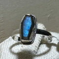 Sterling Silver Labradorite Coffin Ring 9 (03.8032)