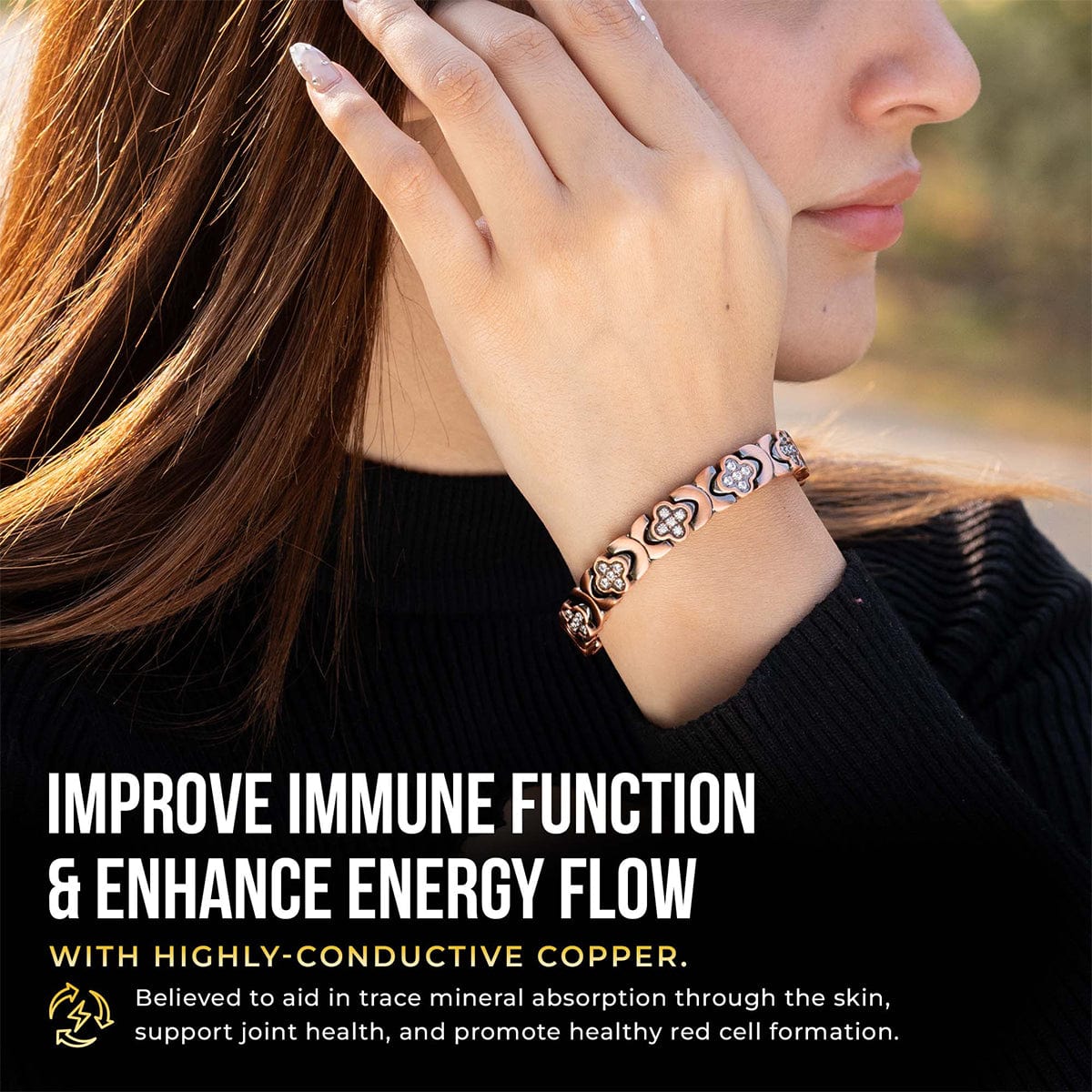 Copper Clover Magnetic Bracelet for Women