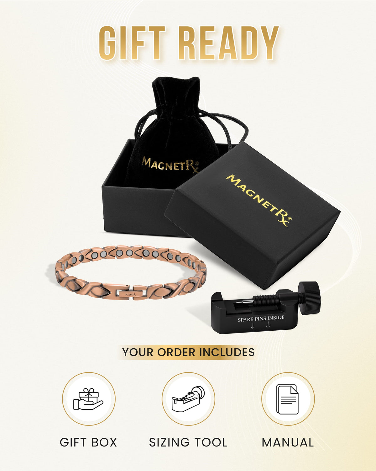 Women’s Ultra Strength Pure Copper Magnetic Therapy Bracelet (XO)