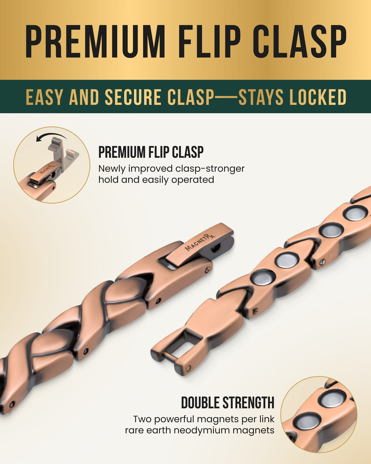 Women’s Ultra Strength Pure Copper Magnetic Therapy Bracelet (XO)