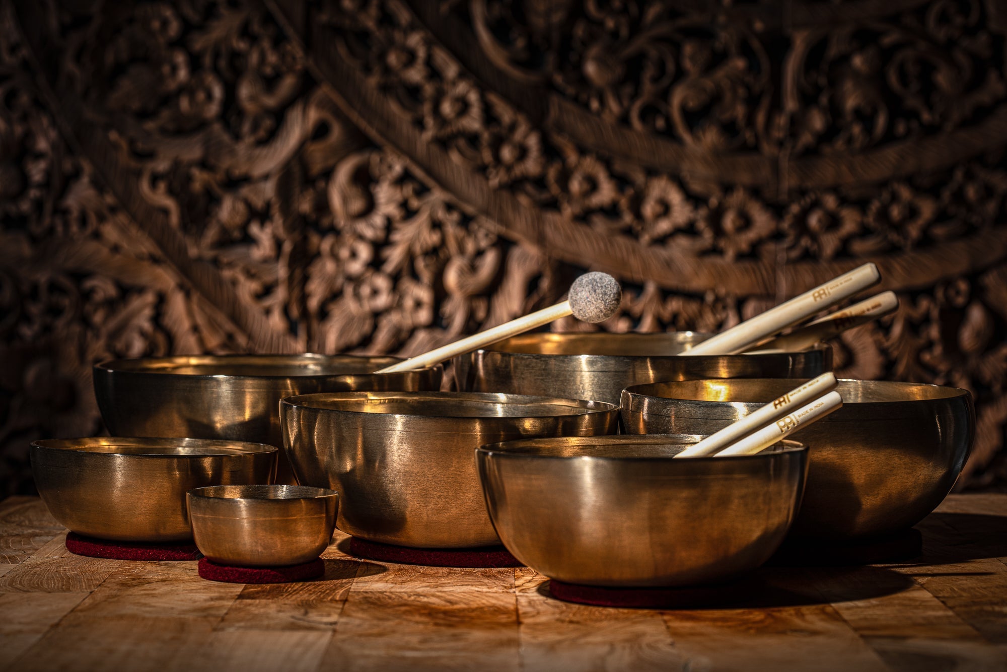 Chakra Healing Tibetan Singing Bowl Set - 7 bowls, 5 mallets, 8850 g